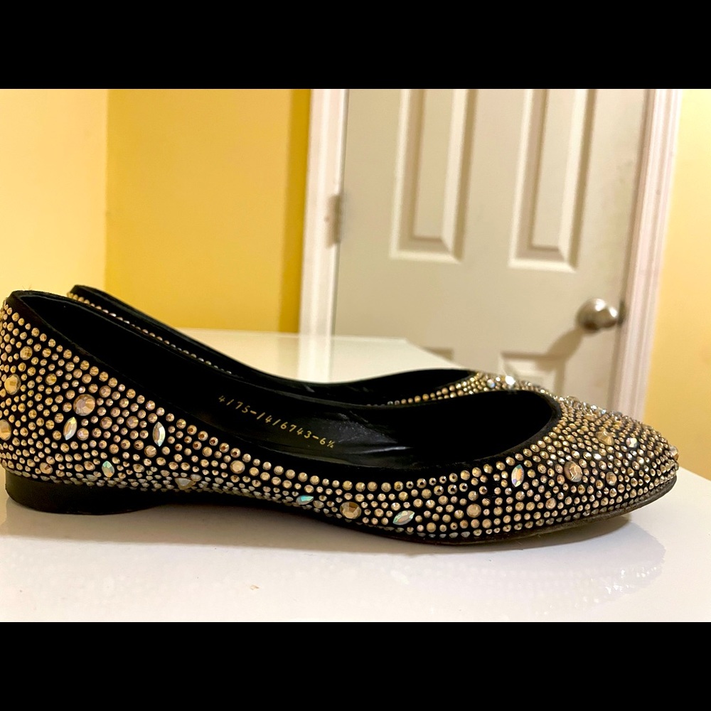 Gina Stunning Crystal Vintage Swarovski Embellished Black Flats - Picture 4 of 7
